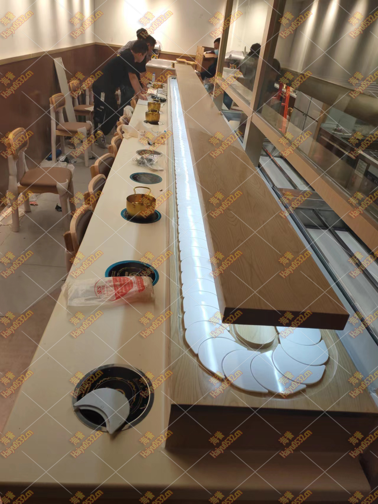 高端定制單涮排煙回轉小火鍋設備