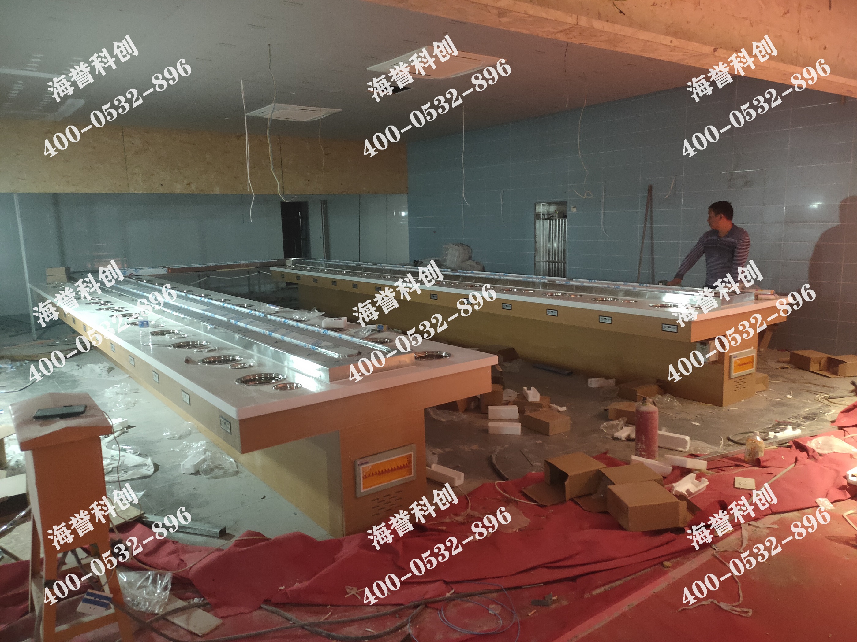 海譽(yù)科創(chuàng)河南鄭州單涮無(wú)煙小火鍋設(shè)備安裝完成