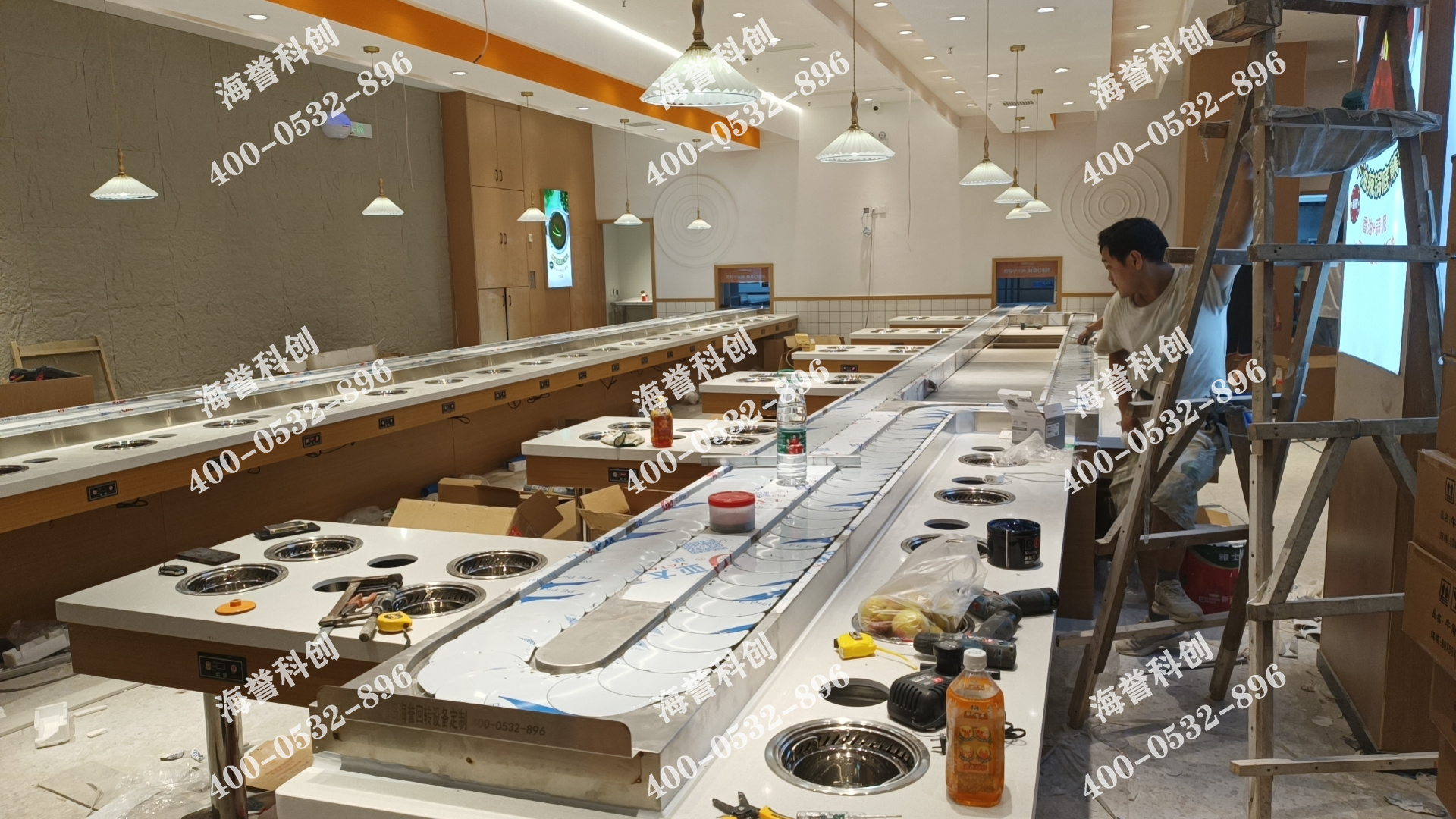 海譽科創(chuàng)山東威海單涮無煙小火鍋設備安裝完成
